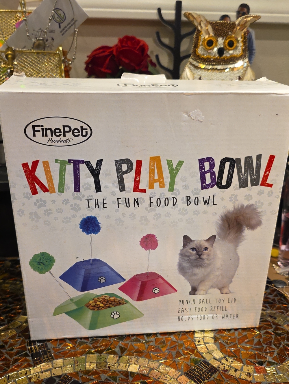 FinePet Kitty Play Bowl Cat Feeder - Multi-Color